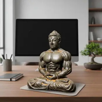 Muskel-Buddha-Statue Kreatives Design Bodybuilder-Buddha-Figur Vintage-Stil Meditierender Muskelmann-Statue