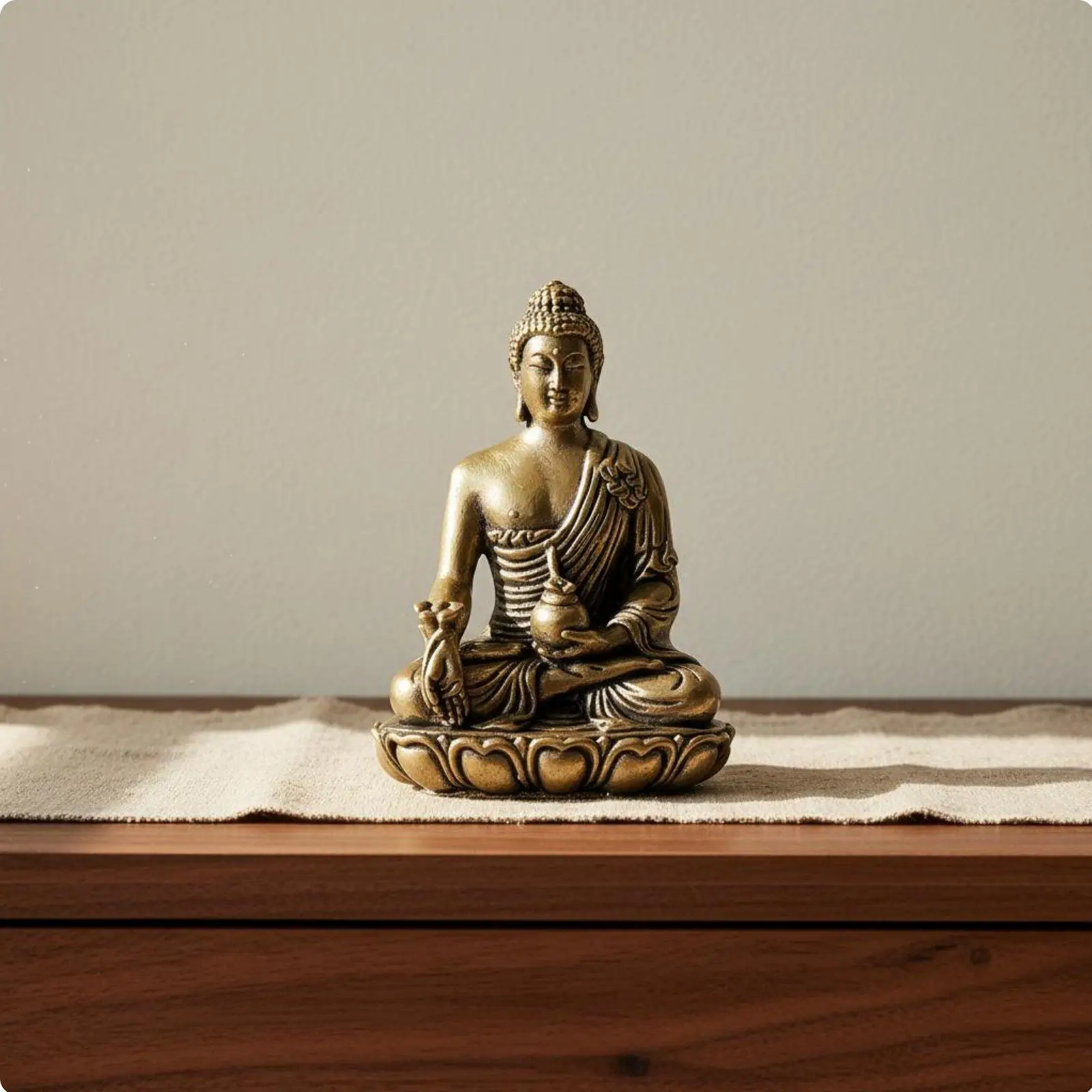 Meditierender Buddha-Statue, sitzende Buddha-Figur auf Sockel, handgefertigte Heimdekoration für Achtsamkeit