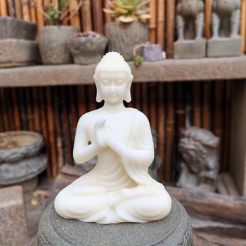 Buddha-Statue Ornament Statue aus künstlichem Jadestein Buddha-Skulptur Figuren Heimdekoration