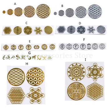7 Chakra Geometrische Kupfer Energie Turm Orgonite Aufkleber Blumen Leben Baum Pyramide Epoxy Harz Material