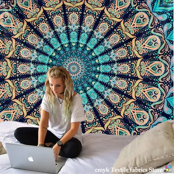 Mandala Wandteppich Wandbehang Boho Dekor Wandtuch Wandteppiche Psychedelic Hippie Nacht Mond Wandteppich
