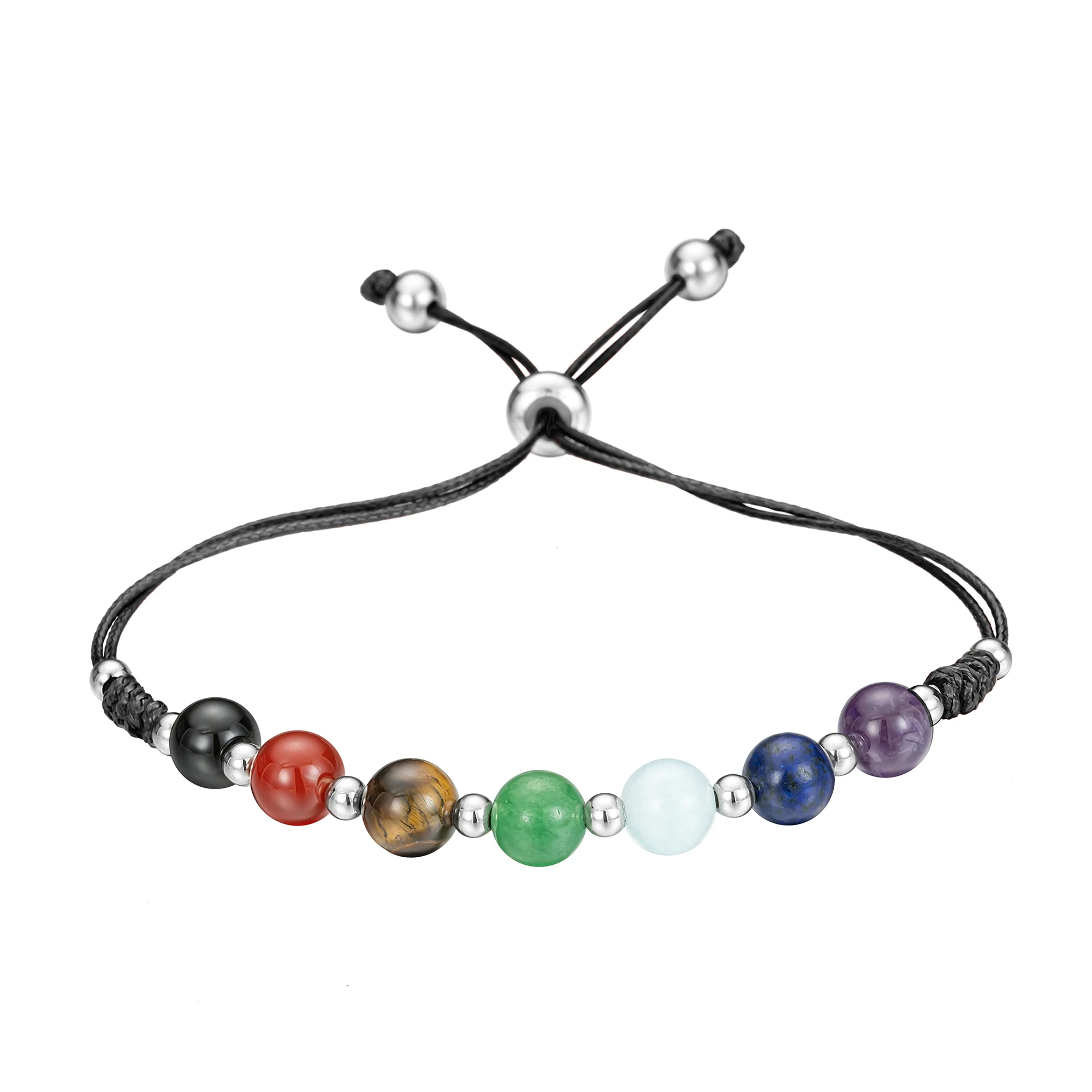 Qimoshi Leder Manschette Armbänder wickeln Armreif Boho mit natürlichen 7 Chakra Stein perlen Kristall l