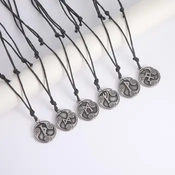 LIKGREAT 24 Runes Charms Vintage Halskette Set für Männer Frauen Brief Amulett Edelstahl Anhänger Viking Wicca