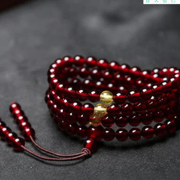 108 gebet Runde Perlen Frauen Männer Armband 8mm Buddhismus Halskette Echte Natürliche Blut Rot Bernstein