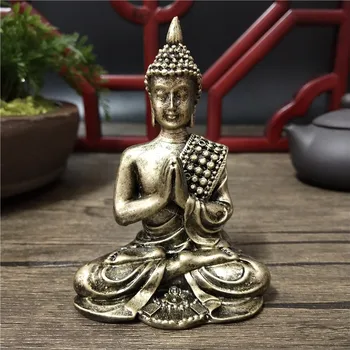 Bronzefarbene Thailand Buddha-Statuen Skulptur Heimdekoration Kunstharz-Handwerk Meditations-Buddha-Figuren