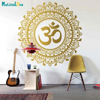 Om Mandala Blume Wandtattoo Meditation Vinyl Indian Home Decor Yoga Om Namaste Büro Studio Dekor Boho