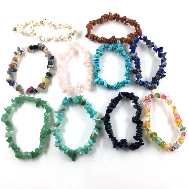Handgefertigtes Stretch-7-Chakra-Kristall-Chip-Armband, Kies-Armband – Bild 3