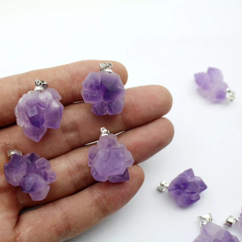 Naturstein Brasilien Amethysten Kristall Unregelmäßige Form Anhänger – Bild 4