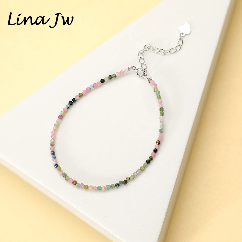 Natursteinperlen-Armband an der Handkette, Luxus-Schmuck, 2 mm, mit 925er-Sterlingsilber-Armreif für Frauen