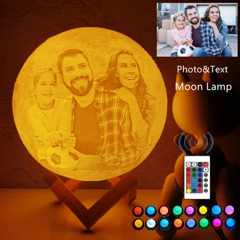Foto/Text Benutzerdefinierte 3D-Druck Mondlampe Nachtlicht Maßgeschneiderte personalisierte Mondlampe USB