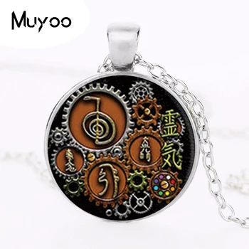 Reiki in Steampunk design Anhänger Halskette Glas Foto cabochon halskette HZ1