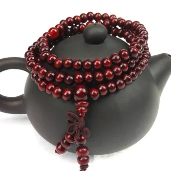 6 mm natürliches Sandelholz, buddhistische Buddha-Meditation, 108 Perlen, Holz-Gebetsperle, Mala-Armband