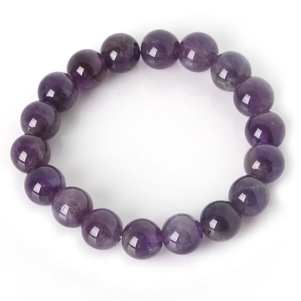 Charm-Armband mit Natursteinperlen, 6 mm, lila Amethyste – Bild 2