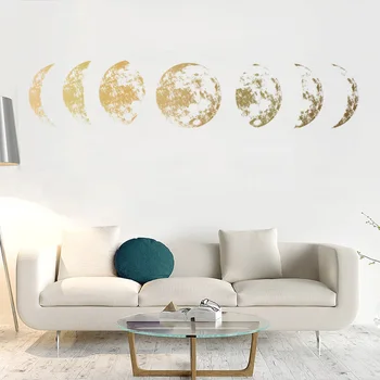 Kreative Mondphasen-Wandaufkleber, Heimdekoration für Wohnzimmer, selbstklebende Wandbilder für Kinderzimmer