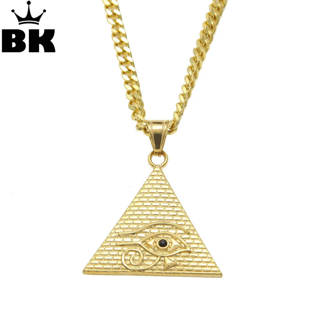 Altägyptischen Pyramide Auge Des Horus Anhänger Halskette Hip Hop Illuminati Halskette mit 27,5 "zoll Miami
