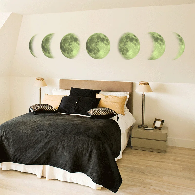 3D leuchtender Mondphasen-Wandaufkleber für Wohnzimmer, Kinderzimmer – Bild 6