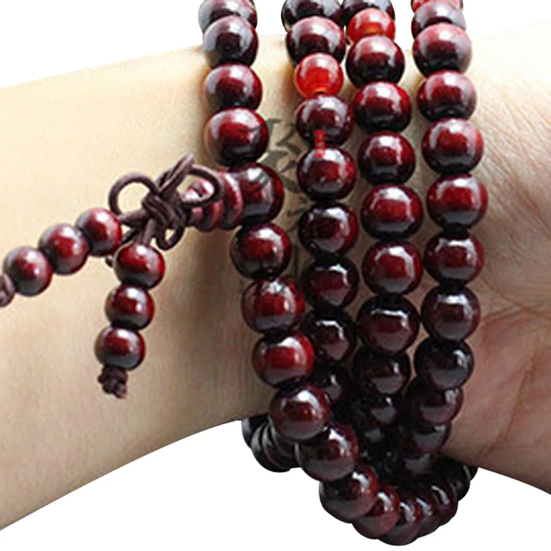 108 Perlen Sandelholz buddhistische Buddha Meditation Holzperlen Mala Armband für Frauen Männer Gebet