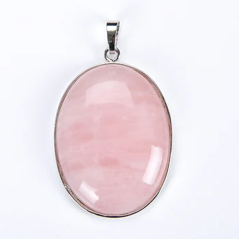 Trendy Silber Überzogene Natürliche Lapis Lazuli Opal Rose Rosa Quarz Stein Oval Anhänger Mode Schmuck