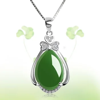 S925 Sterling Silber Halskette reiner natürlicher Smaragd Anhänger für Frauen 100 % 925 Schmuck Bizuteria