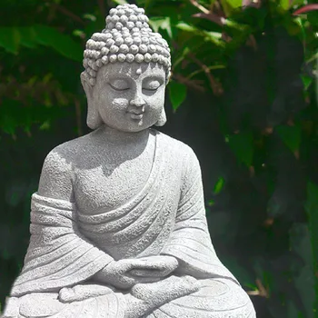 9 zoll Vintage Garten Buddha Statue Indoor Outdoor Garten Zen Buddhismus Figur Skulptur Home Office Shop Dekor