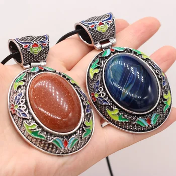 Natürliche Edelstein Shell Charms Halskette Vintage Ethnische Lapis Lazuli Opal Anhänger Halsketten für Frauen