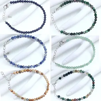 4mm Chakra-Perlen Energie-Armband aus Natursteinen, runde Achat-, Sodalit- und Weiß-Türkis-Perlen