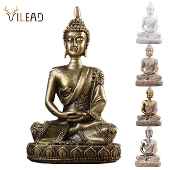 VILEAD Buddha Statue Thailand Buddha Skulptur Hindu Fengshui Figur Meditation Miniatur Innenraum Home