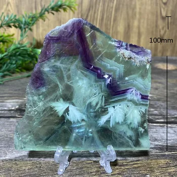 Kristall Natürlicher Feder-Fluorit-Plattenschliff Stein Quarz Mineral Schöner Edelstein Spirituelle Ornamente