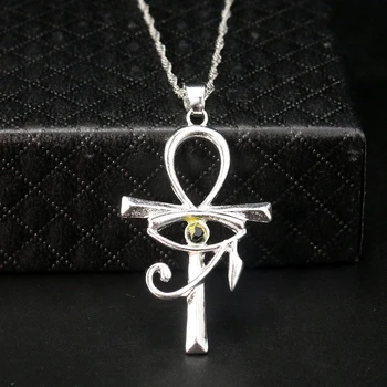 Ägyptischen Auge von Horus Ankh Kreuz Halskette Religiöse Amulett Leben Symbol Schutz Punk Charme Anhänger
