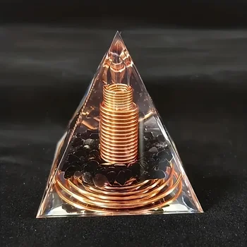 Orgonit-Pyramide mit Obsidian, Energie für Yoga, Kristallgeschenke, Kristalle für Home-Office-Dekoration