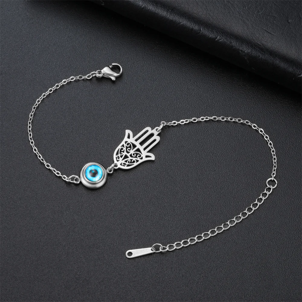 Hamsa-Hand-Armbänder mit bösem Blick für Männer und Frauen, Edelstahl-Anhänger, verstellbares Armband