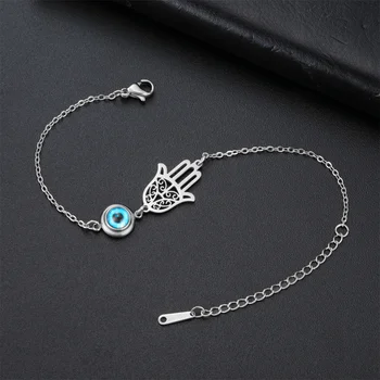 Hamsa-Hand-Armbänder mit bösem Blick für Männer und Frauen, Edelstahl-Anhänger, verstellbares Armband