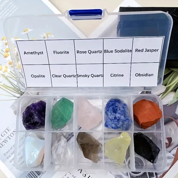 Schachtel Natürliche Kristall Raue Roh Set Energie Edelsteine Raue Felsen Und Mineral Chakra Stein (10 Stück)