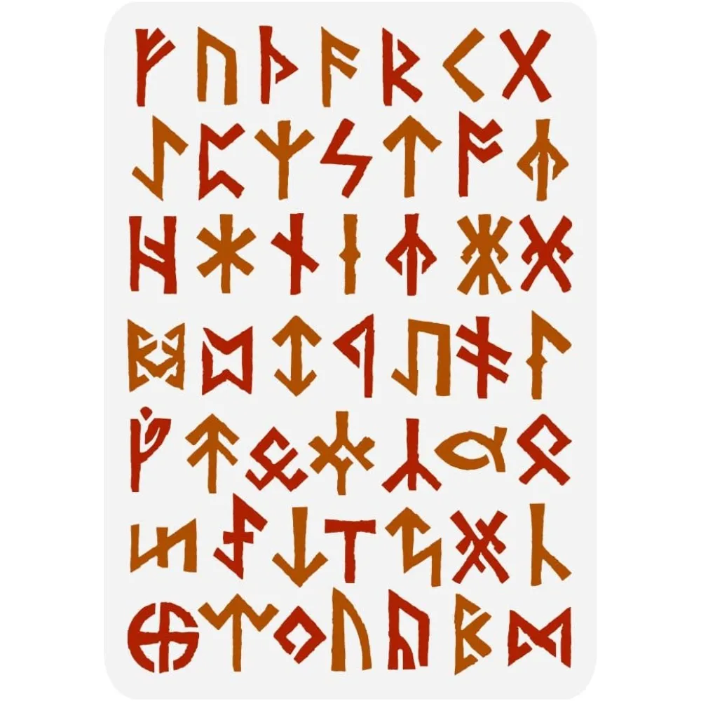 Viking Runes Painting Stencil 8.3x11.7inch Reusable Ancient Alphabet Stencil Viking Theme Runes Pattern Craft