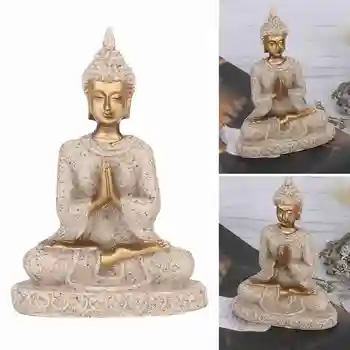 Meditation sitzende Buddha-Statue exquisite Schnitz figur Handwerk für Home Study Room Office Tisch dekoration