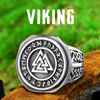 Viking Runen Odin Dreieck Männer Ringe Edelstahl Schmuck Punk Rock Amulett Mode Zubehör Für Frauen Geschenk