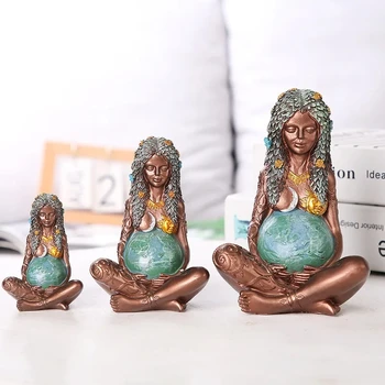 Göttin Statue Gaia Statue Mutter Erde Natur Harz Spirituelle Figur Home Room Decor Garten Dekoration Erde Tag