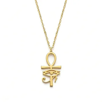 Klassische vergoldete Ankh-Auge des Horus-Anhänger-Halskette für Frauen, altägyptischer Schmuck, Geschenke