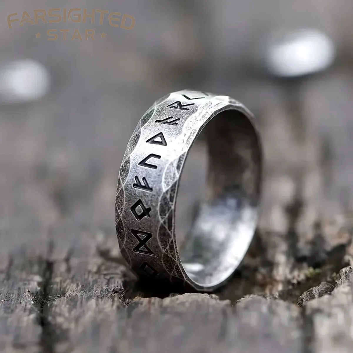 Farsighted Star Edelstahl Viking Runen Ring für Männer und Frauen – Bild 2