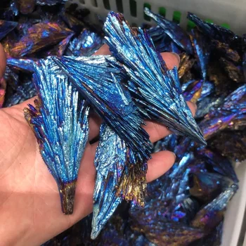 Steine und Kristall schwarz Turmalin natürliche blaue Farben und Mineralien blau Titan Aura Quarz Kristall