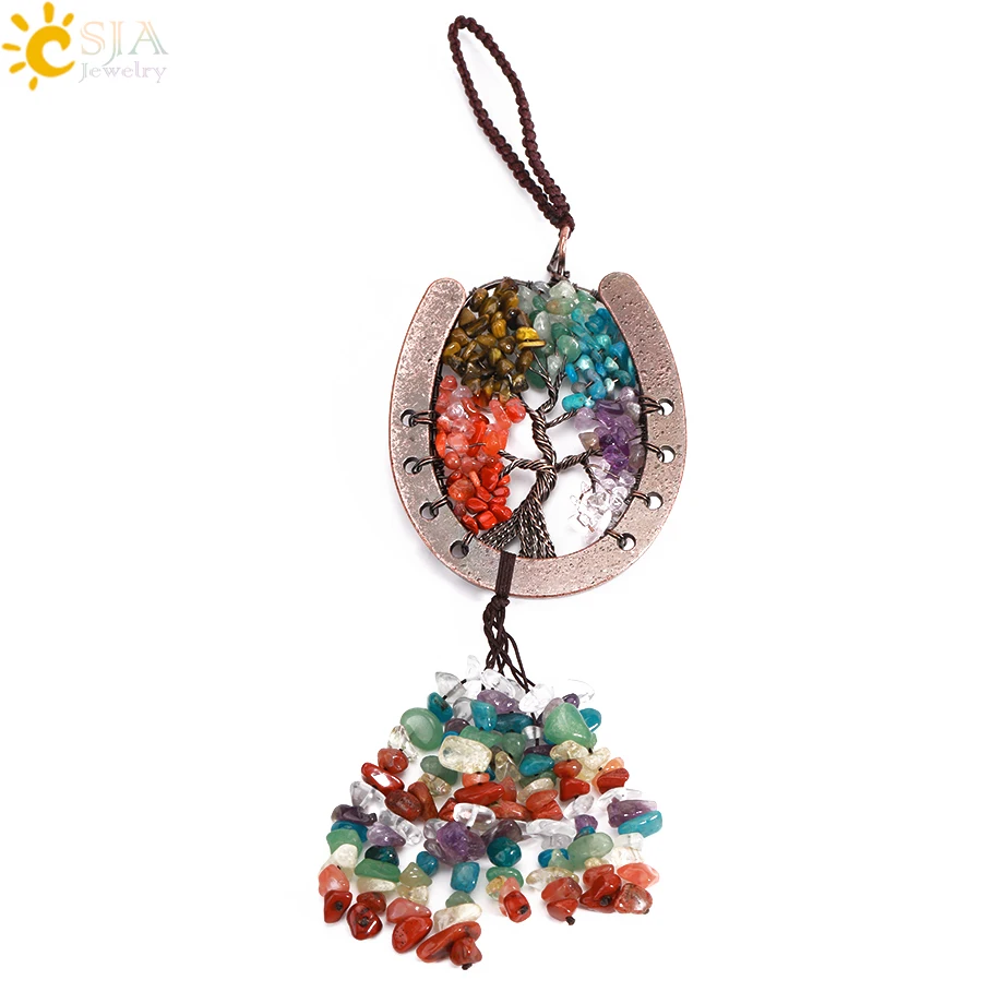7 Chakren Reiki Baum des Lebens Anhänger für Auto Rückspiegel hängen Home Dekoration Ornament Fengshui
