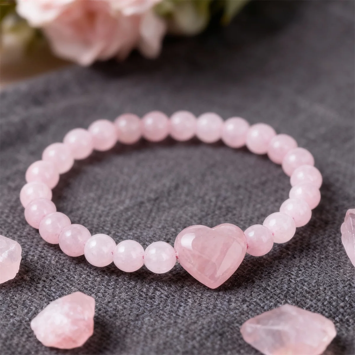 Rosenquarz-Armbänder für Frauen Liebesherz-Kristall – Bild 3