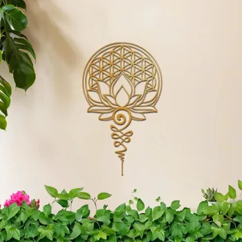 Mandala Metall-Wandkunst 15,75 Zoll, Lotusblume Sri Yantra Spirituelle Meditations-Yoga-Dekoration