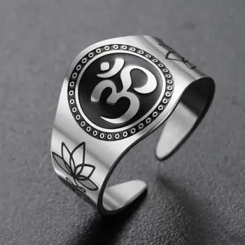 Unalome OM Symbol Ring Spirituelles Mantra Yoga Meditation Verstellbarer Fingerring für Frauen Männer