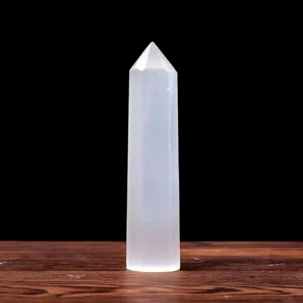Naturstein Selenit Punkt Säulen Sechseckige Prismen Obelisk Zauberstab Chakra Edelsteine Säulen Wohnkultur