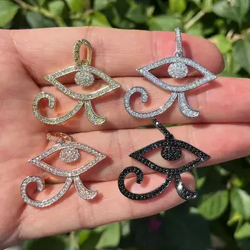 Zirkonia Pflastern Horus Eye Charms Gold Überzogene Anhänger Für Schmuck Machen Armband Halskette (5 Stück)