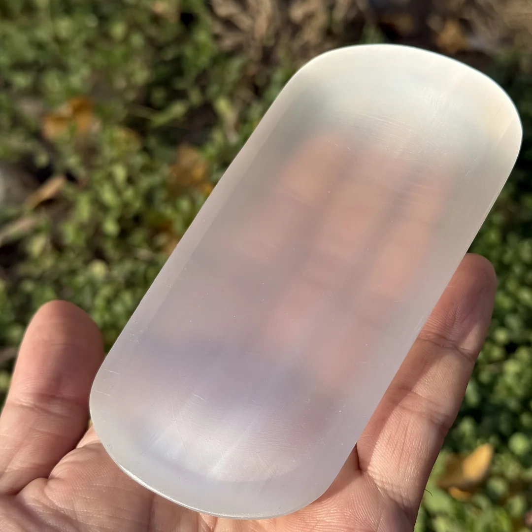 Natürliche transparente Selenitschale, weiße entmagnetisierende – Bild 4