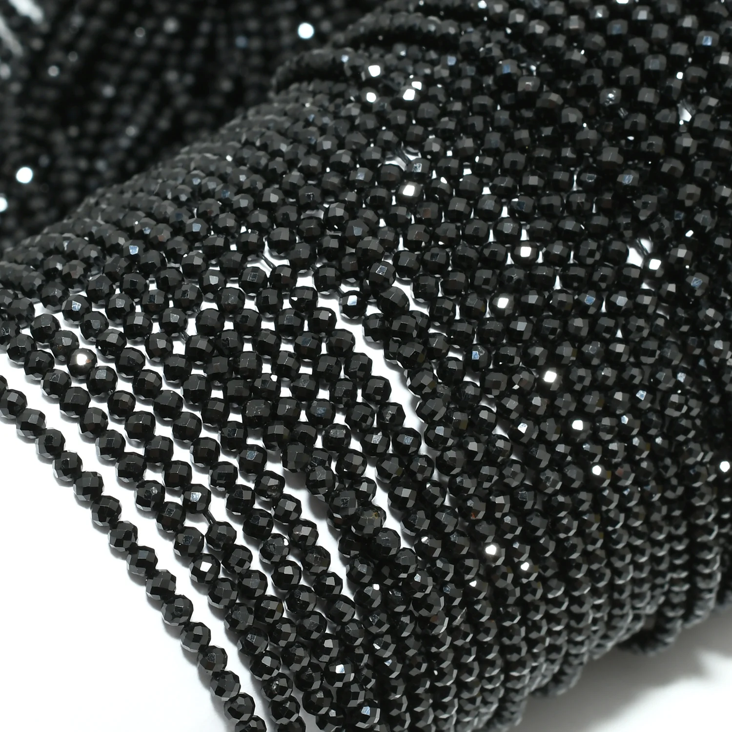 Natürliche schwarze Turmalin facettierte lose runde Perlen 2 mm, 3 mm – Bild 4
