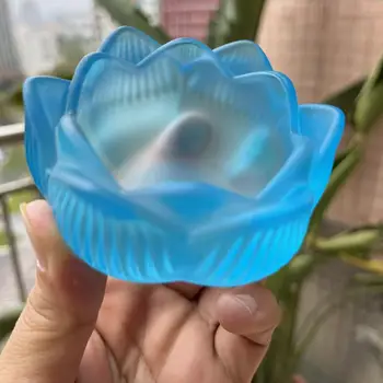Glas-Lotus-Kerzenhalter für Buddhistischen Altar Hitzebeständiger Butterlampenständer Immerbrennender