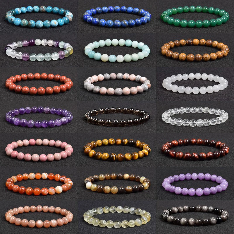 Echte Naturstein Armband Apatit Lapis Lazuli Achat Kristall Tigerauge Edelstein Perlen Armband Homme Schmuck